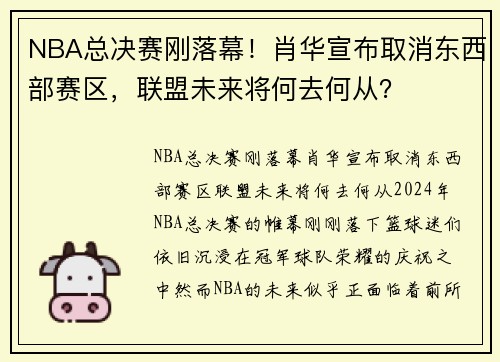 NBA总决赛刚落幕！肖华宣布取消东西部赛区，联盟未来将何去何从？
